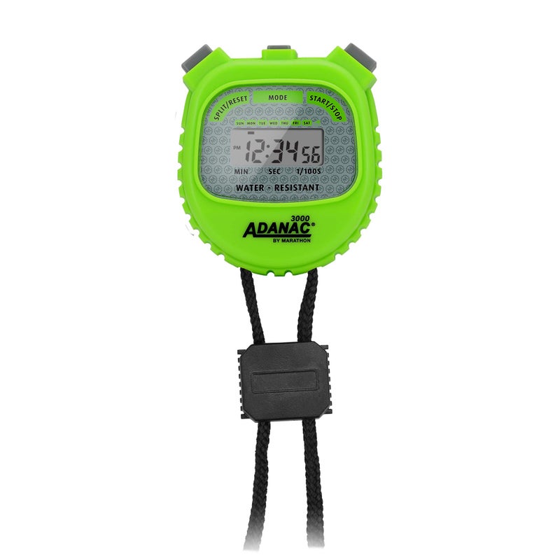 Marathon Adanac 3000 Digital Stopwatch Timer, Neon Green - High Precision Accuracy to 1/100th Seconds - Water, Dust & Shock Resistant - 46â€ Lanyard Included - Image 3